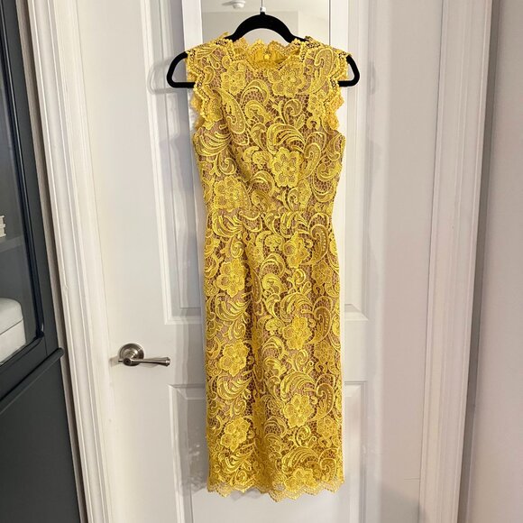 Dress the Population Dresses & Skirts - Dress the Population Yellow Lace Midi Dress – Size XS